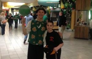 With Lucky the mascot