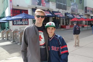 Josh and Justin at Yawkee Way in Red Sox gear