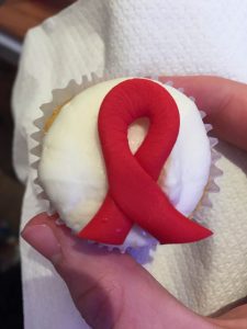 Red ribbon cupcake
