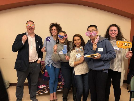  Victoria, Julie, and Jess from the PRLab at Boston University pose with Kevin, Nicole and Toni.