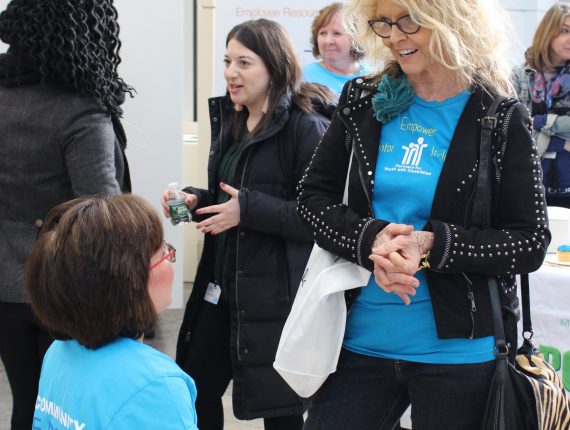 L to R Laura Stout and Regina Snowden talking