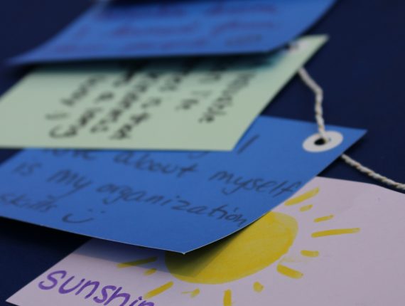 Written messages on colored paper