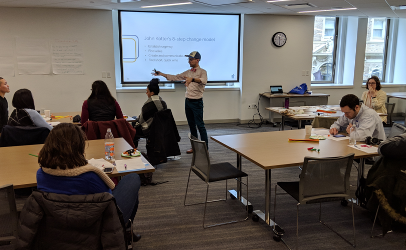 Steve presenting in front of a group