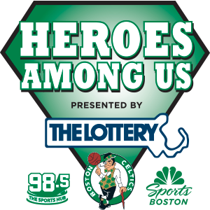 Heroes Among Us presented by the Lottery, Celtics logo, Sports Boston logo