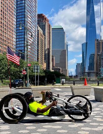 Edmund on recumbent bike 