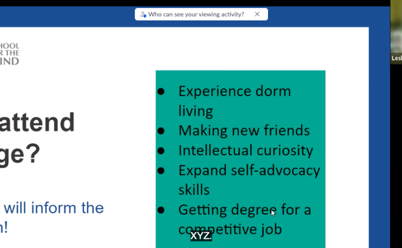 Slide showing why you should attend college