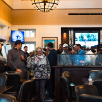 Reception room of people laughing