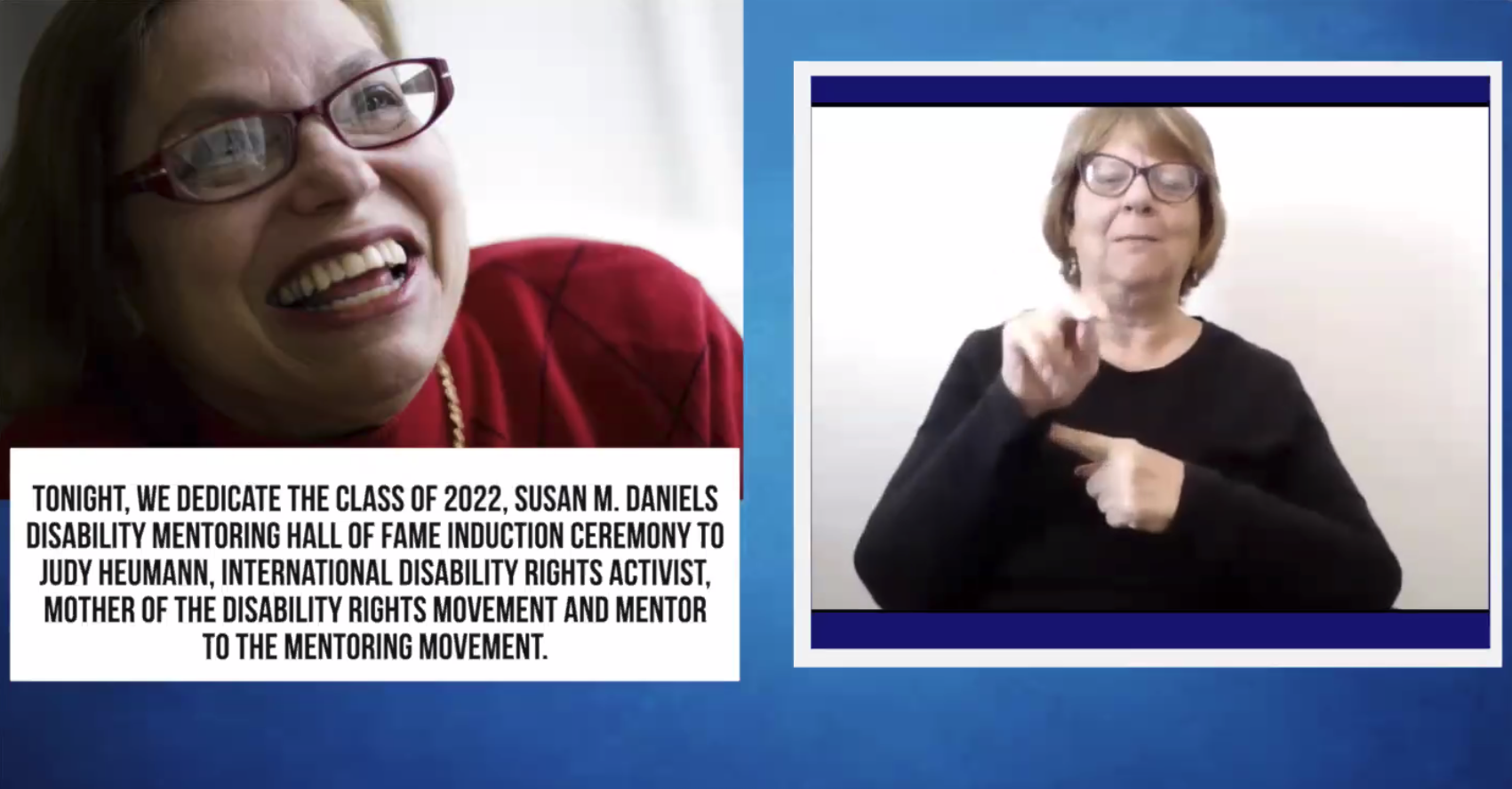 Judy Heumann being honored at the Hall of Fame