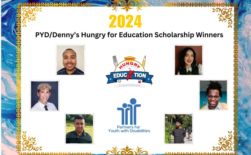 2024 PYD/Denny's Hungry for Education Scholarship Winners. Featuring headshots of Dane Briscoe, Ewidji Vincent, Rahul Rebello, Sridatta Bapatla, Jace Dominguez, and Gabriella Sanchez.