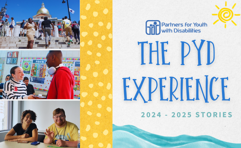 Blog Header - EOY 25 Testimonies PYD logo. Blue text on a white background - "The PYD Experience. 2024 - 2025 stories. There are three photos of PYD participants in various programs to the left of the banner.