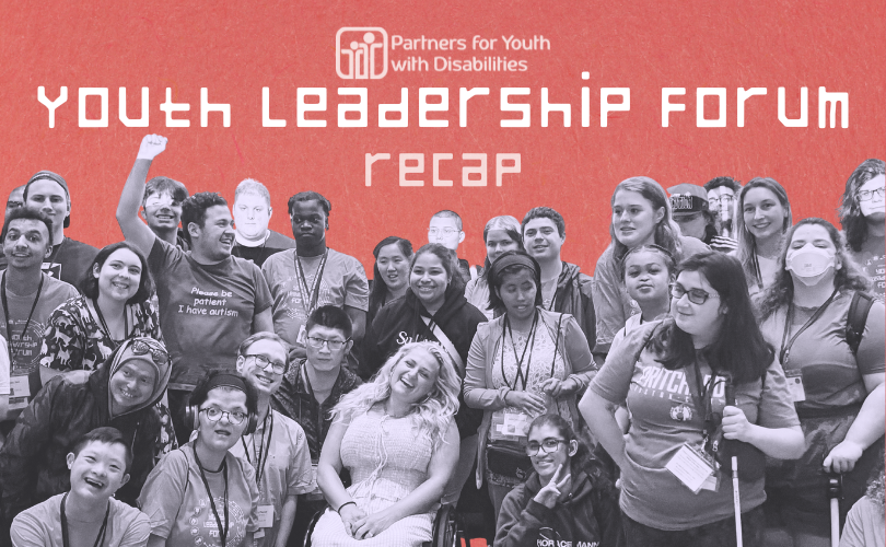 PYD Logo. White text reads: "Youth Leadership Forum recap" A black and white cutout of YLF participants line the bottom of the image.